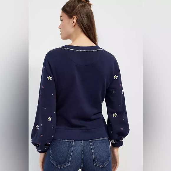 Anthropologie Maeve Swan Lake Embroidered Sweatshirt Size XS - Picture 2 of 5